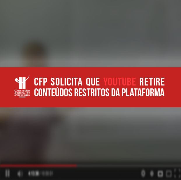 Tela do YouTube com uma tarja vermelha, onde se lê o título da matéria