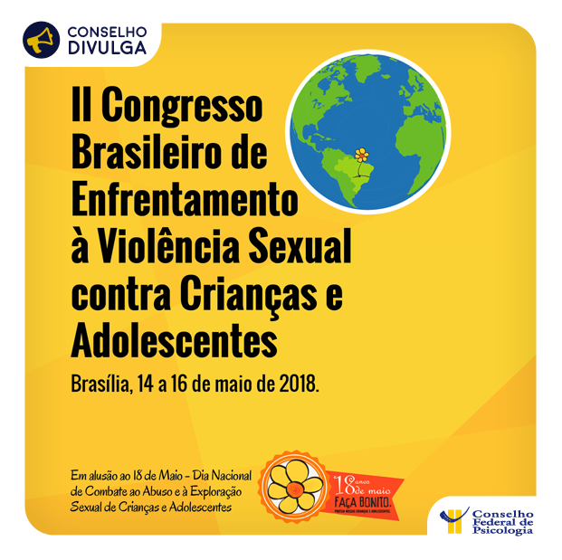 Imagem mostra cartaz do evento II Congresso Brasileiro de Enfrentamento à Violência Sexual contra Crianças e Adolescentes