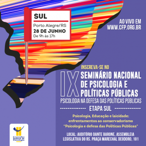 Psicologia e Políticas Públicas já tem data no Sul: 28 de junho