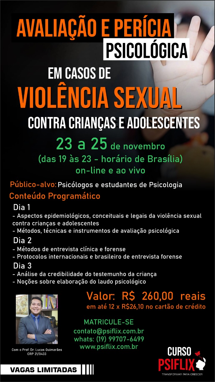 Curso Avaliação E Perícia Psicológica Nos Casos De Violência Sexual Contra Crianças E 5593