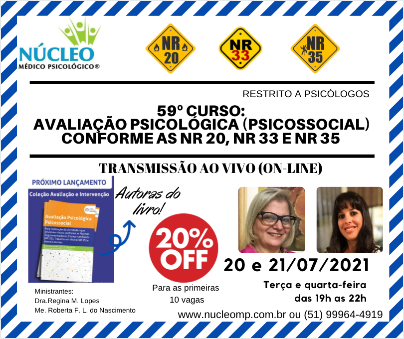 Curso Avaliação Psicológica Psicossocial Nr 20 Nr 33 E Nr 35 Cfp Cfp 0899