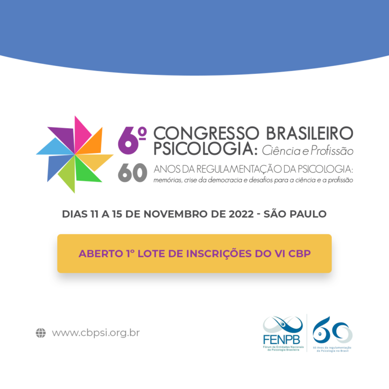 Congresso Brasileiro de Psicologia (CBP) inicia primeiro lote de