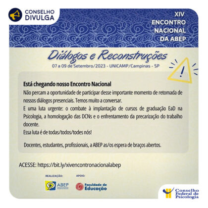 Participe do XIV Encontro Nacional da Associação Brasileira de Ensino de Psicologia 