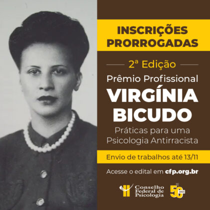 Psicologia antirracista: CFP prorroga inscrições para o Prêmio Profissional Virgínia Bicudo